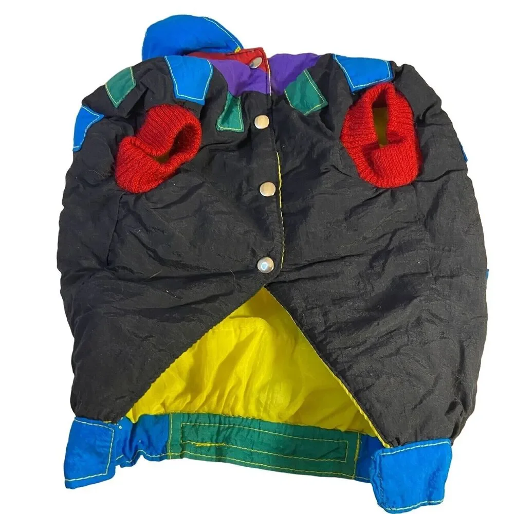 #6205 Dog Winter Jacket Nylon multi Color with Hood and Snaps 24 inch chest